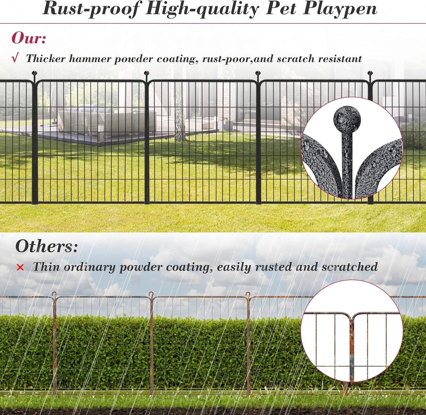 Dog Playpen 32 inch 10 Panels Indoor Dog Pen for Medium/Small Dogs Heavy Duty Metal Dog Fence Outdoor for Yard, Puppy Playpen with Door Portable Pet Fence for RV Camping Yard