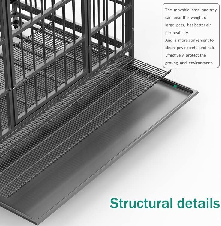 Oranland 38 Inch Heavy Duty Indestructible Dog Crate Cage Kennel with Wheels, High Anxiety Dog Kennel, Sturdy Locks, Double Door and Removable Tray Design, Extra Large XL Dog Crate.