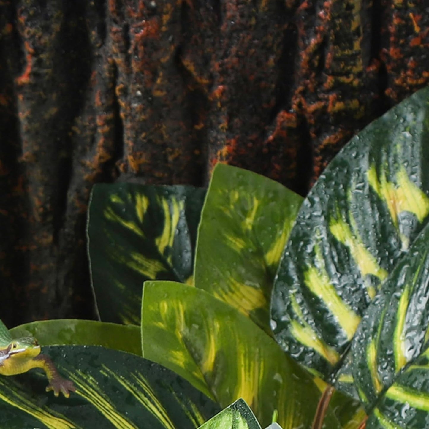 IBWell Terrarium Plants for Reptile Terrarium, Reptile Plants Tortoise Habitat Accessories, Artificial Spider Plant for Gecko, Ball Python, Tortoise Terrarium Décor - Peacock Prayer