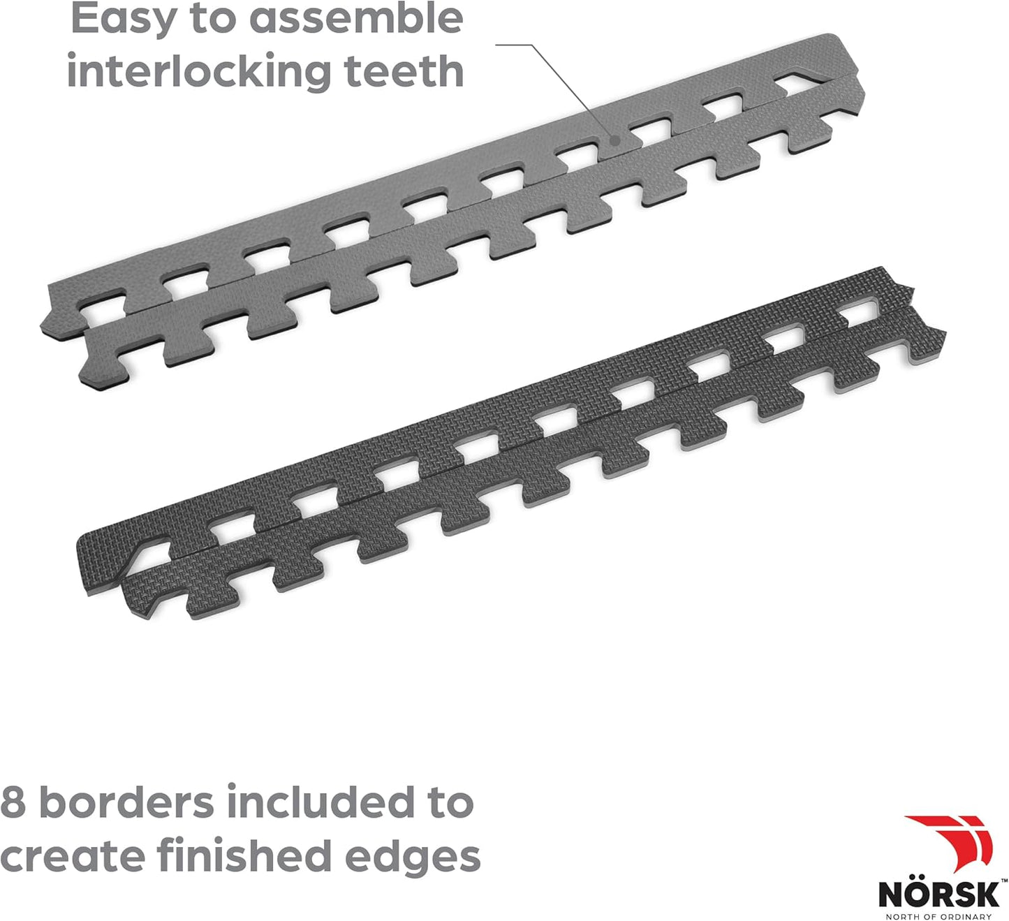 Norsk Multi-Purpose Reversible Floor Mats - EVA Interlocking Foam Tiles (Gray/Black 36 Tiles - 144 sq. Ft. 1/2" Thick)