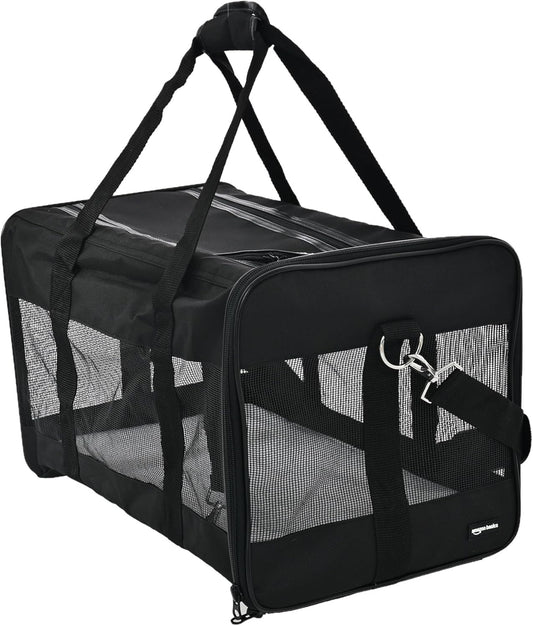 Amazon Basics Soft-Sided Mesh Pet Travel Carrier for Dog, Cat, up to 16 pounds, 16.5" L x 10.6" W x 11" H, Black