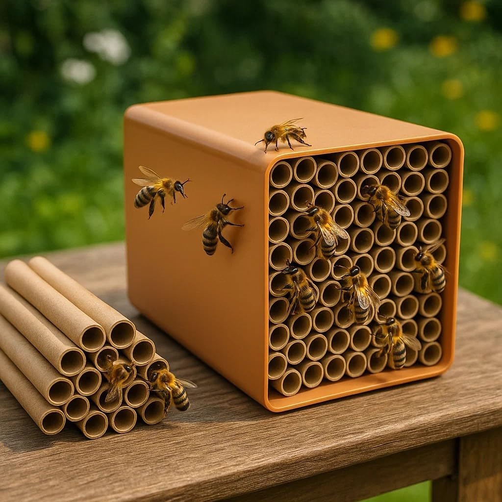 1 Set Cardboard Bee House Nesting Tubes - 6" Long X 5/16" Diameter Tube for Mason Solitary Bees - for Filling Insect Hotels and Bug Houses