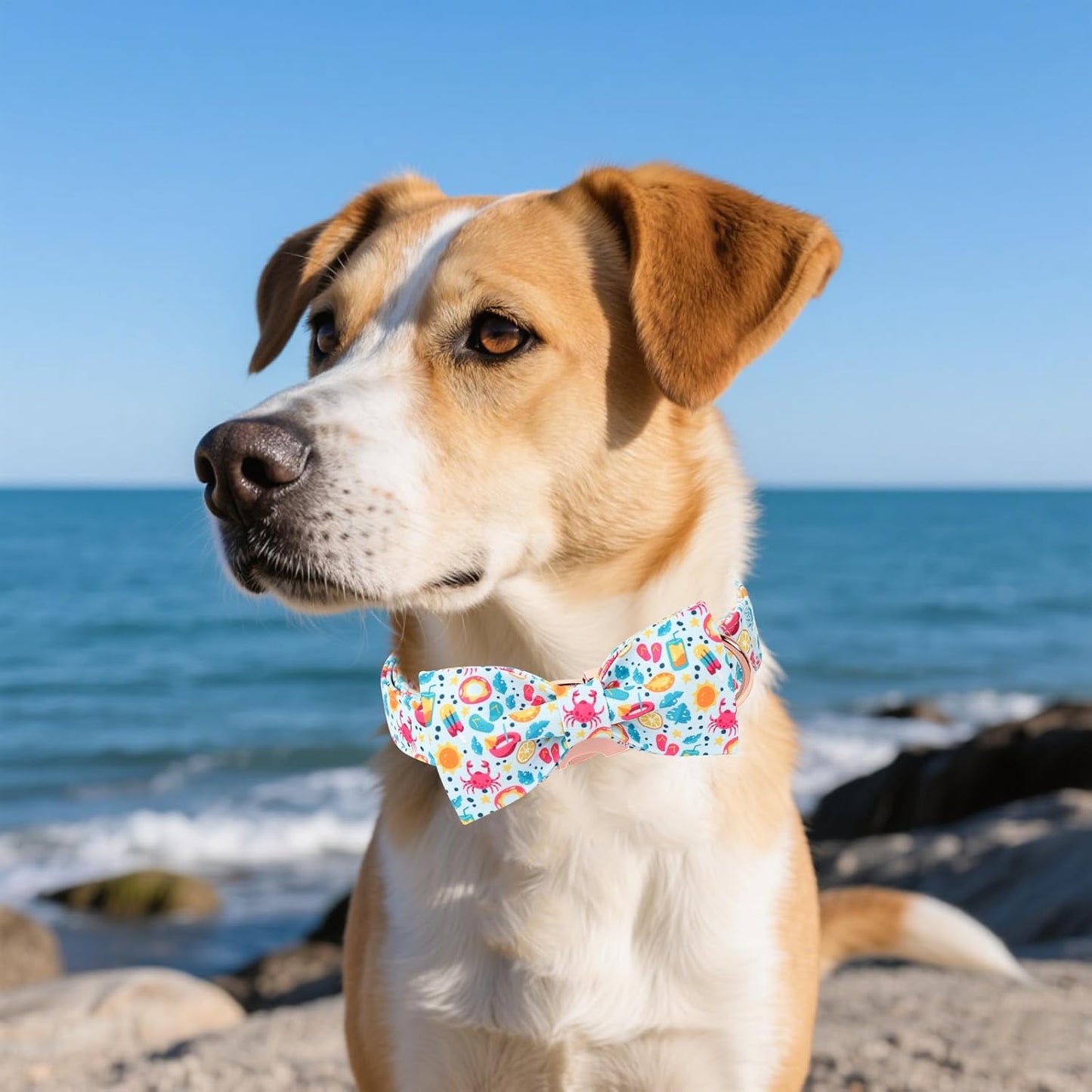 Unique style paws Cartoon Dog Collar with Bow Spring Summer Collar with Flower Lemon Crab for Small Medium Large Boys Girls Dogs