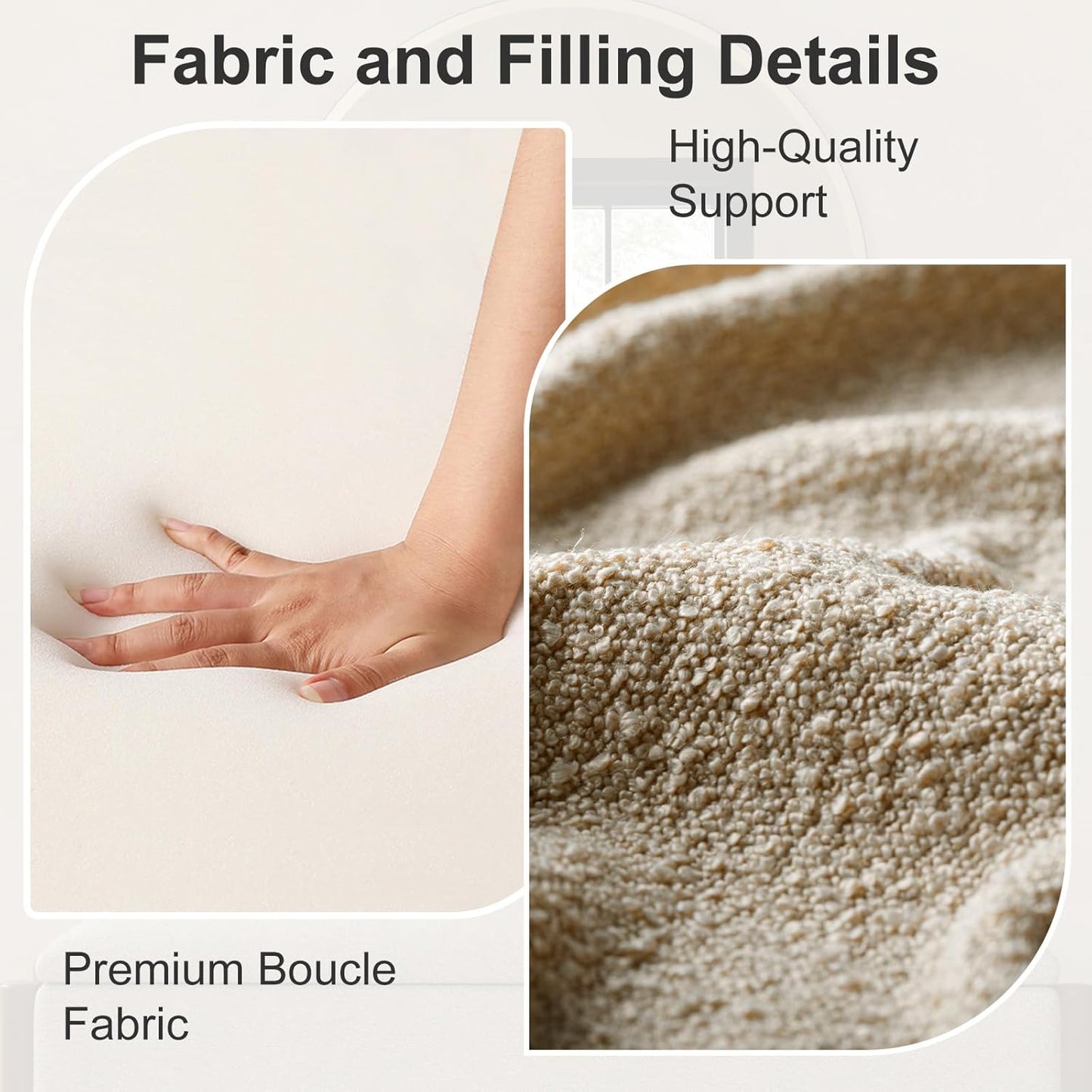 Storage Ottoman Bench, End of Bed Bench for Bedroom, 47" Boucle Upholstered Entryway Shoe Seat Bench, Holds up to 660 lb Storage Ottoman, Padded Blanket Chest Stool Foot Rest for Living Room Beige