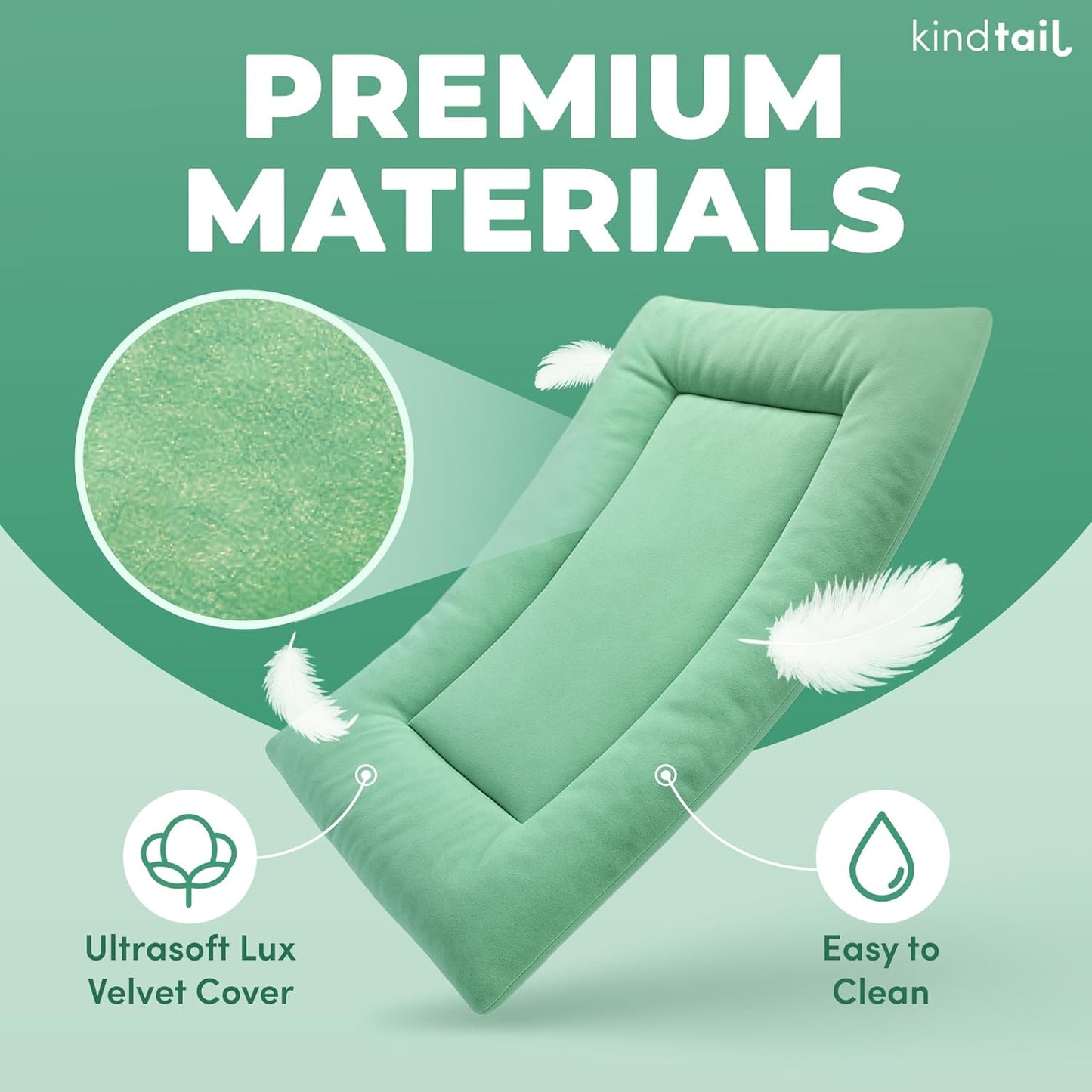 KindTail Dog Crate Pad - Soft Velvet, Reversible Bed - Machine Washable Kennel Mat for Pets up to 25 lbs - Mattress for Cozy Sleeping - 25” x 19” x 1” (Dark Grey, Medium)