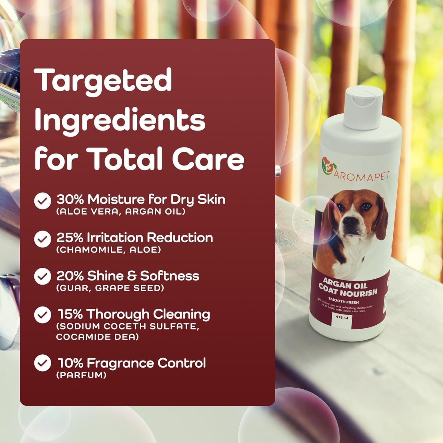 Argan Oil Coat Nourish Dog Shampoo - Deodorizing Dog Shampoo with Chamomile - Great for Beagle, Short Coats & Sensitive Skin - Hypoallergenic Light moisturizing with Gentle cleansers.