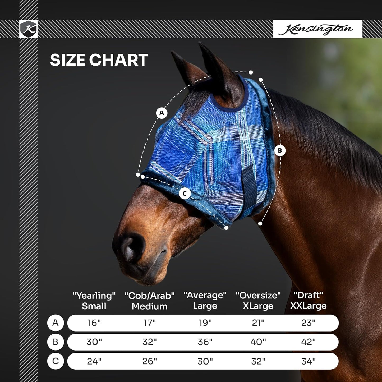 Kensington UV Fly Mask with Fleece Trim - Protective Mask with Dual Ear Opening & Forelock Freedom - XLarge, Desert Sand