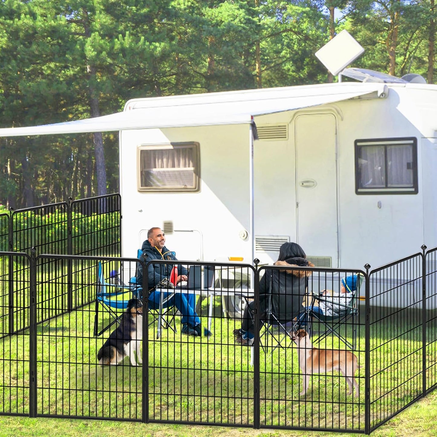 Dog Playpen 40 inch 20 Panels Indoor Outdoor Dog Pen for Large/Medium/Small Dogs Heavy Duty Metal Dog Fence Outdoor for Yard, Puppy Playpen with Door Portable Pet Fence for RV Camping Yard
