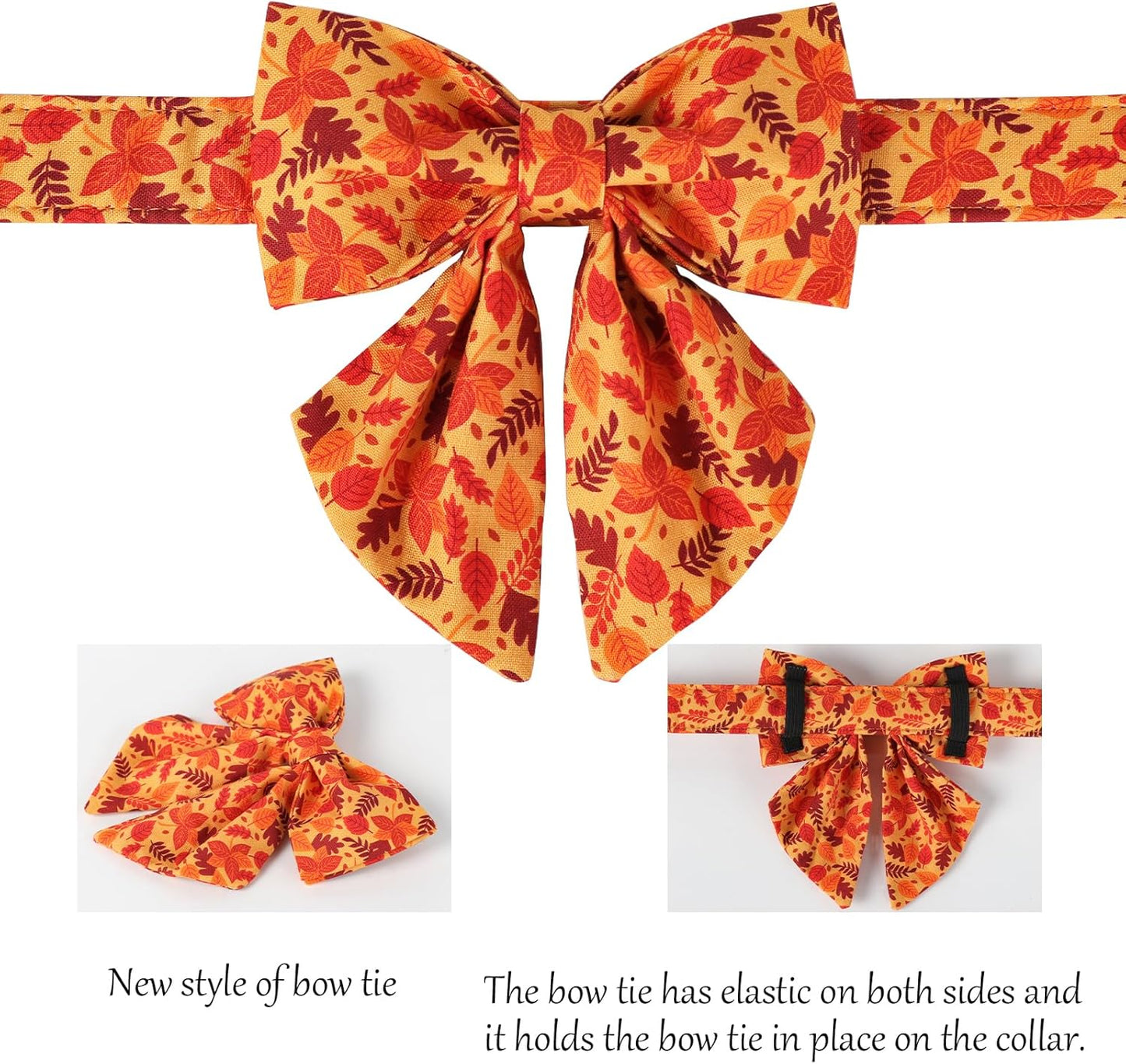 Lionet Paws Dog Collar with Bowtie - Cute Cotton Adjustable Fall Bowtie Dog Collar with Metal Buckle for Small Medium Large Dog Girl Boy Gift, XS, Neck 7-11in