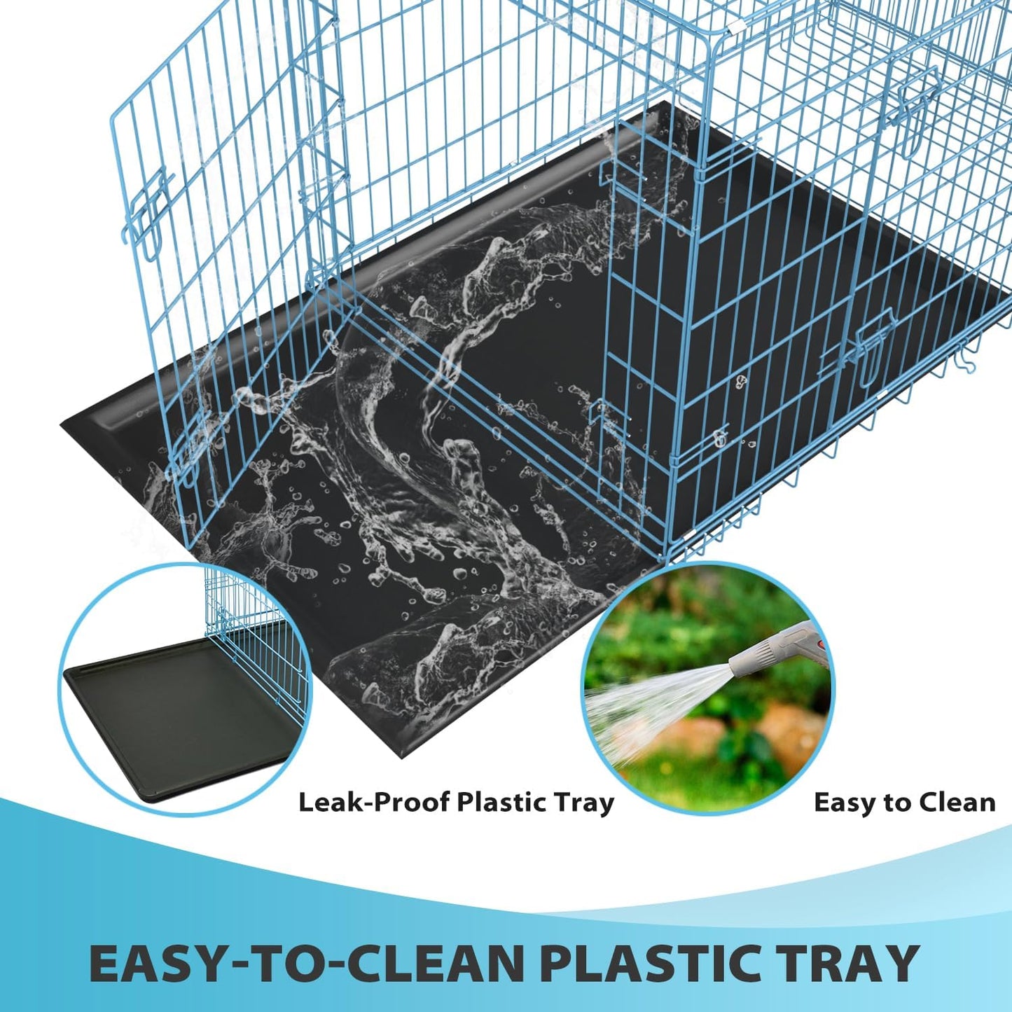 BestPet | Dog Crate | 36" | Blue | Foldable Metal Kennel with Double Doors, Secure Slide-Bolt Latches, Leakproof Tray | Portable Dog Cage for Medium Sized Breeds | for Travel, Indoor & Outdoor Use