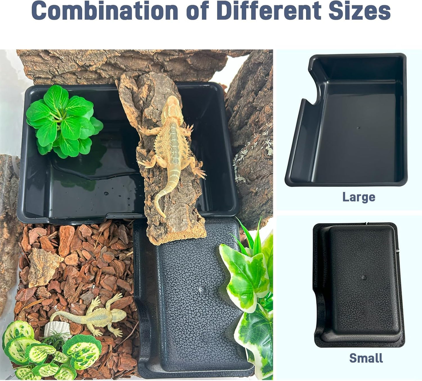 Small 2 Pcs Humid Hideout Cave for Reptiles, Snake Hide for Ball Pythons, Gecko Hide, Leopard Geckos, Bearded Dragons,Compact Terrarium Decor with Easy-Clean Design (6.70"x4.72"x2.56")