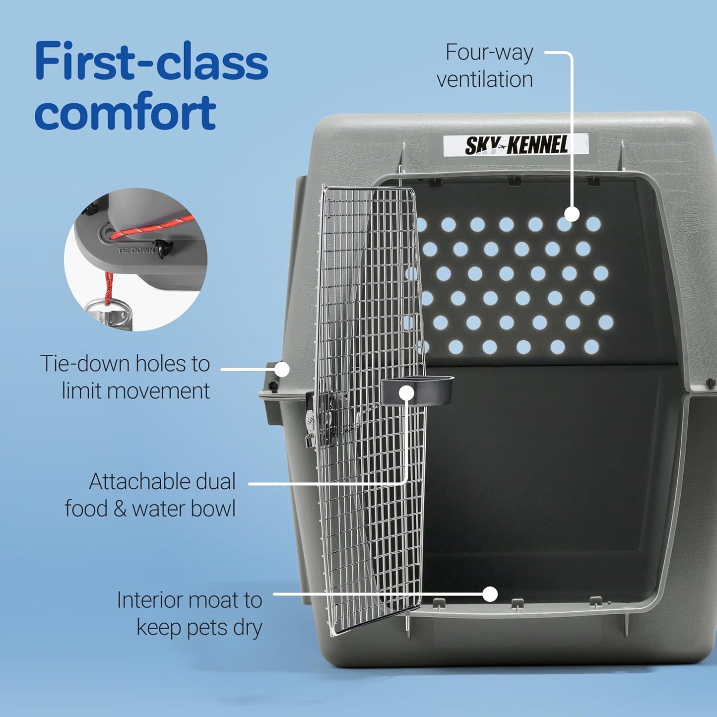 Petmate Sky Kennel - For Air and Travel, Airline Approved Dog Crate for Pets 90-125 lbs, Heavy Duty Dog Kennel, Made in the USA- 48 Inches