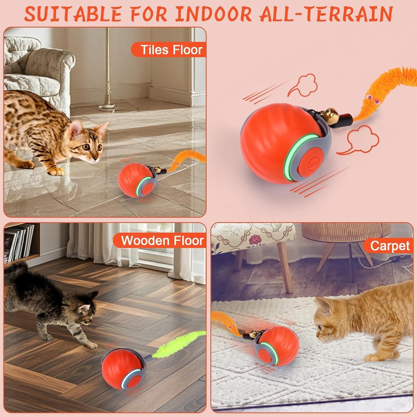 Interactive Cat Toys for Indoor Cats - Hanging Door Cat Toy with Bouncy Mouse and Bell - Door-Mounted Fun Includes 2 Bonus Attachments