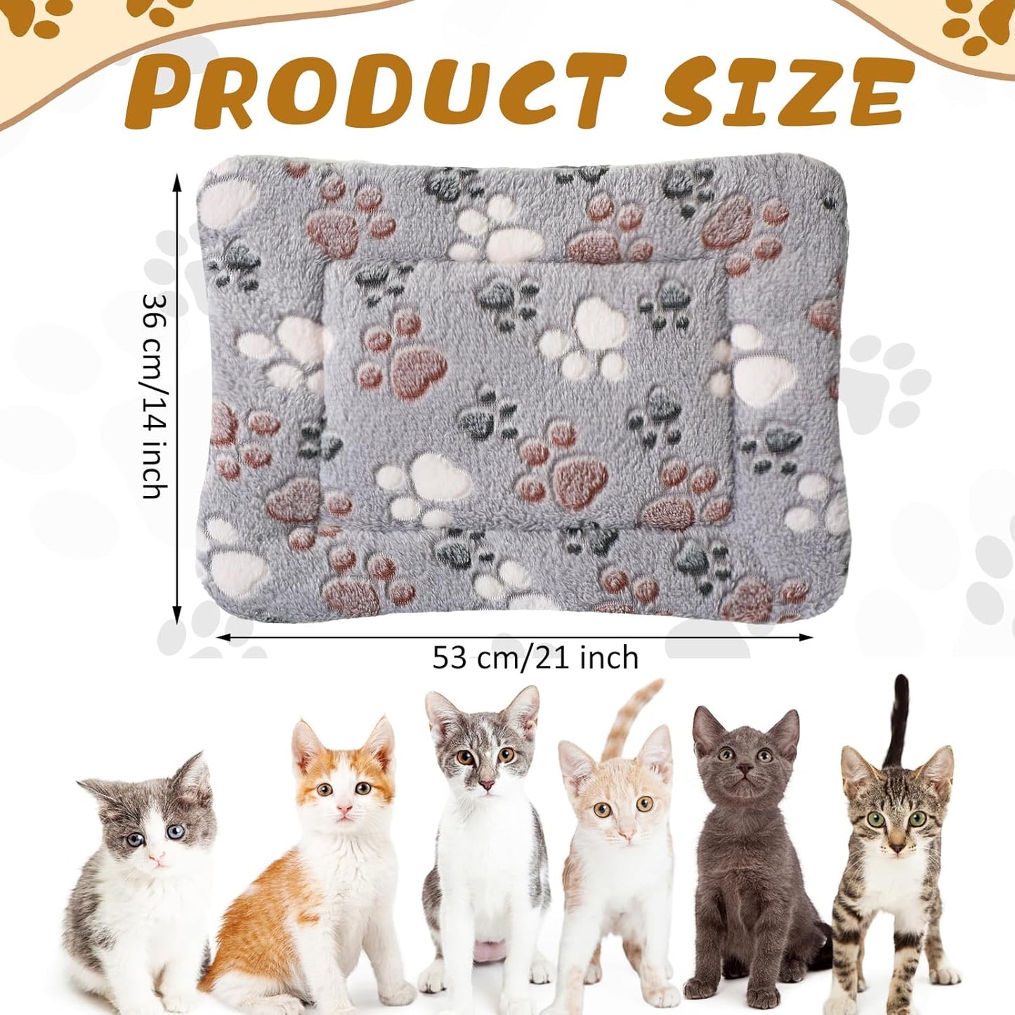 Tuanse 4 Pack Ultra Soft Dog Cat Bed Mat with Cute Prints Reversible Fleece Dog Crate Kennel Pad Cozy Washable Thickened Hamster Guinea Pig Pet Bed Mat for Small Animals (21 x14 Inches,Light Gray)
