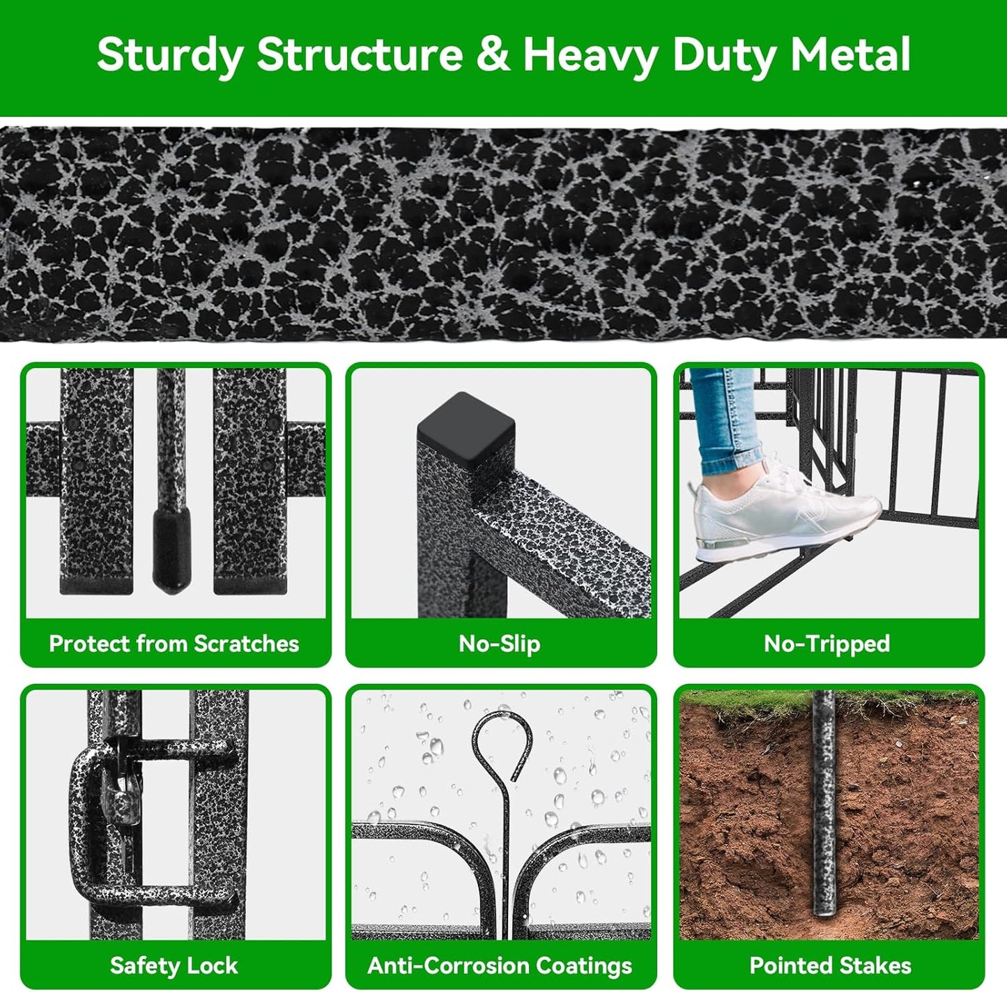 Dog Playpen Outdoor 8 Panels Heavy Duty Dog Fence 32" Height with Thick Pipe Anti-Rust with Doors Portable for RV Camping Yard, Total 18FT, 25 Sq.ft, Snowy Black