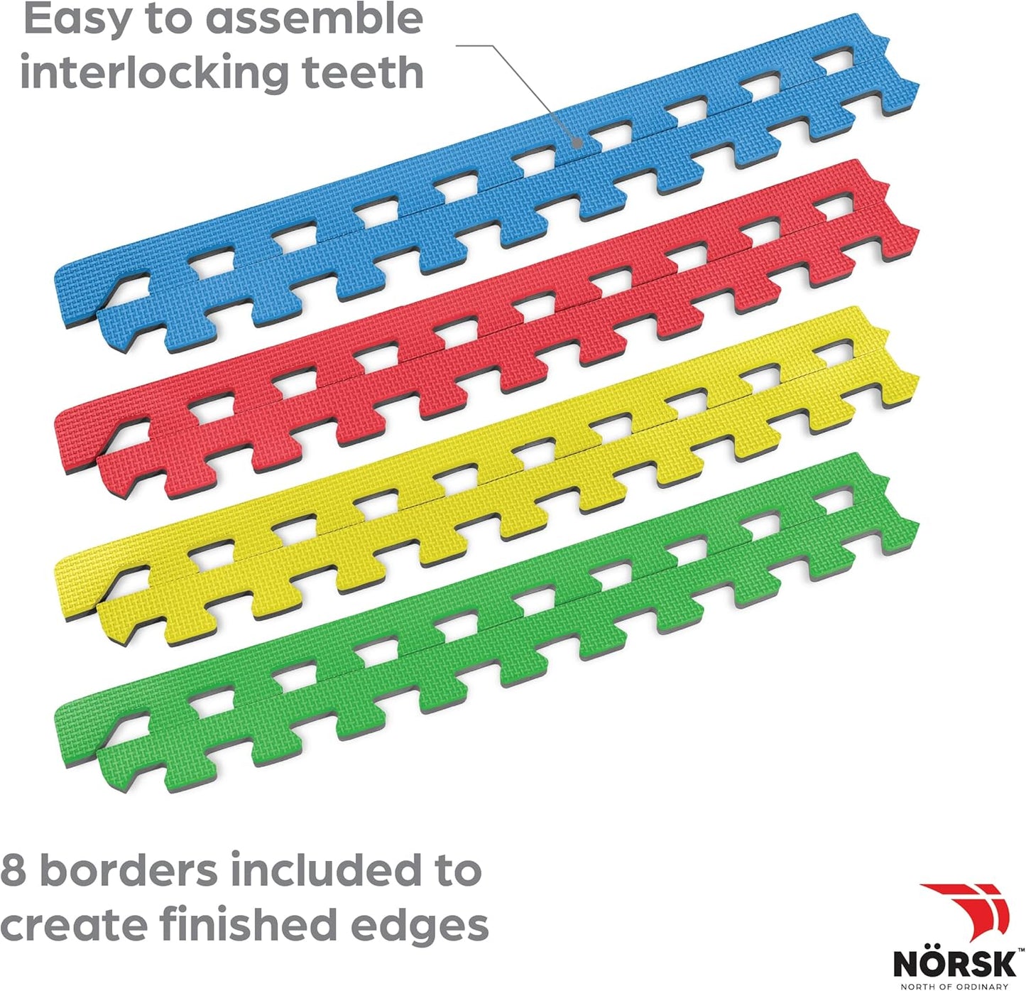 Norsk Reversible Kids Puzzle Play Mats 1/2" Thick EVA Interlocking Foam Tiles (Multicolor/Black 36 Tiles - 144 sq. Ft. 1/2" Thick)