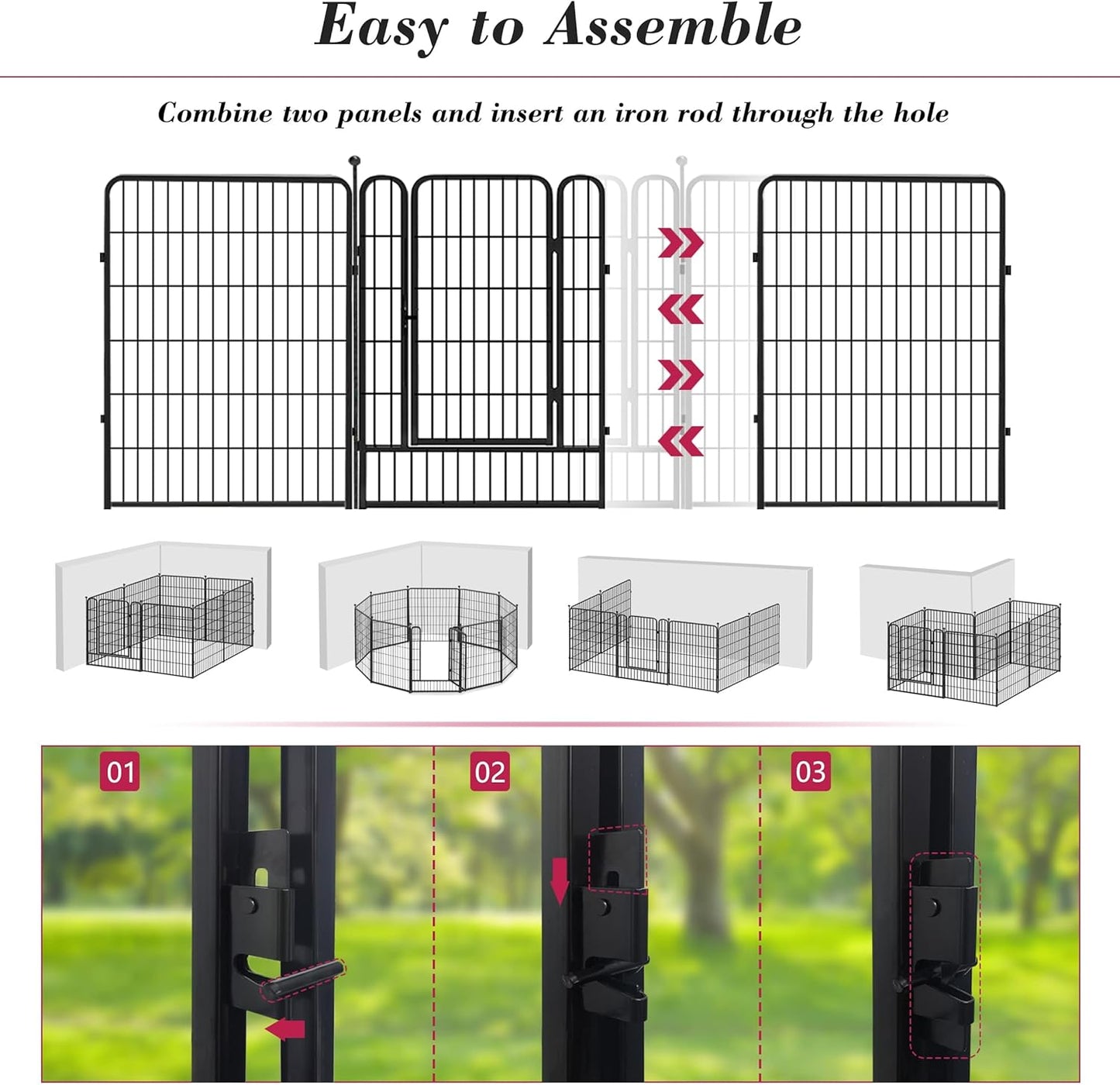 Dog Playpen 40 inch 20 Panels Indoor Outdoor Dog Pen for Large/Medium/Small Dogs Heavy Duty Metal Dog Fence Outdoor for Yard, Puppy Playpen with Door Portable Pet Fence for RV Camping Yard